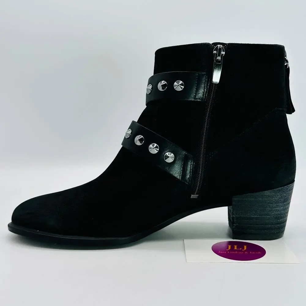 ECCO Women's Black Nubuck Studded Harness Ankle Boots Size 39 EU/ 8-8.5 US